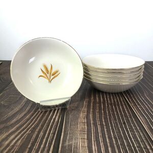 GOLDEN WHEAT Taylor Smith Taylor Fruit Dessert Sauce Coup Bowl Set of 6 Rare HTF